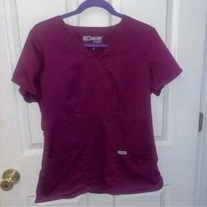 Grey's Anatomy Women's Burgundy V-Neck Scrub Top/b1102